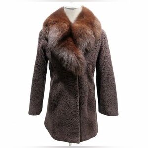 ASTRAKHAN Karakul Lamb & FOX Fur women’s Coat Size medium